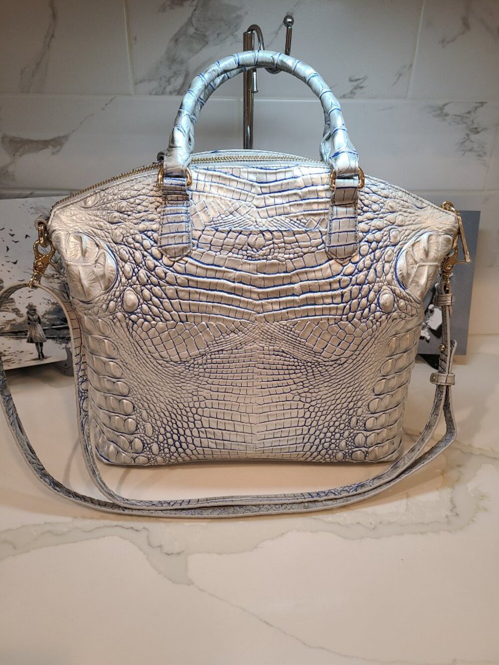 Brahmin NWT Large Duxbury Eggshell Melbourne Leather NWT - Picture 2 of 12